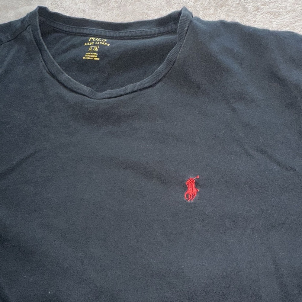 Polo Ralph Lauren Mens Black T-Shirt Red Pony Logo Large Classic Fit